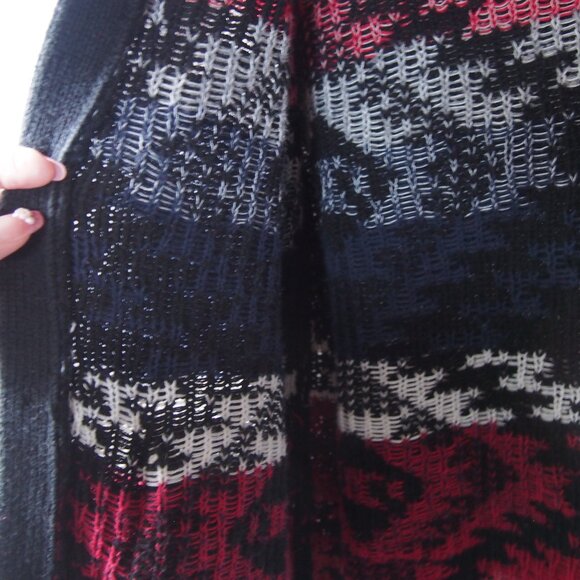 Adam Levine Chunky Knit Cowl Neck Cardigan /Red Blue Aztec Print Size L - Picture 14 of 15